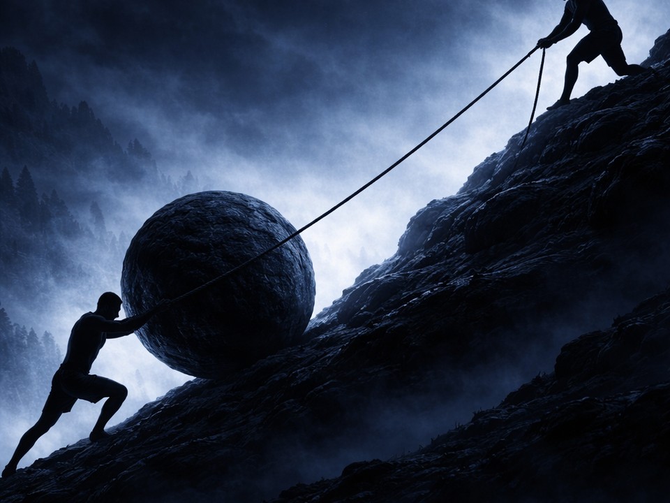 A boulder on a hillside